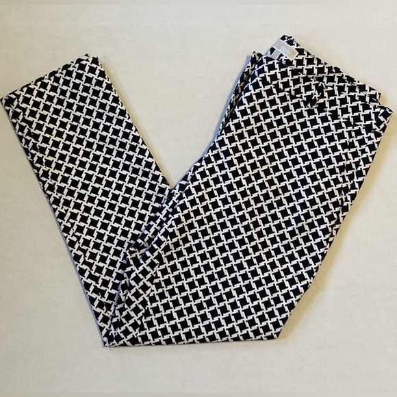 Michael Kors Houndstooth Black & White Straight Leg Cotton Dress Pants - Size 10 - Picture 9 of 9